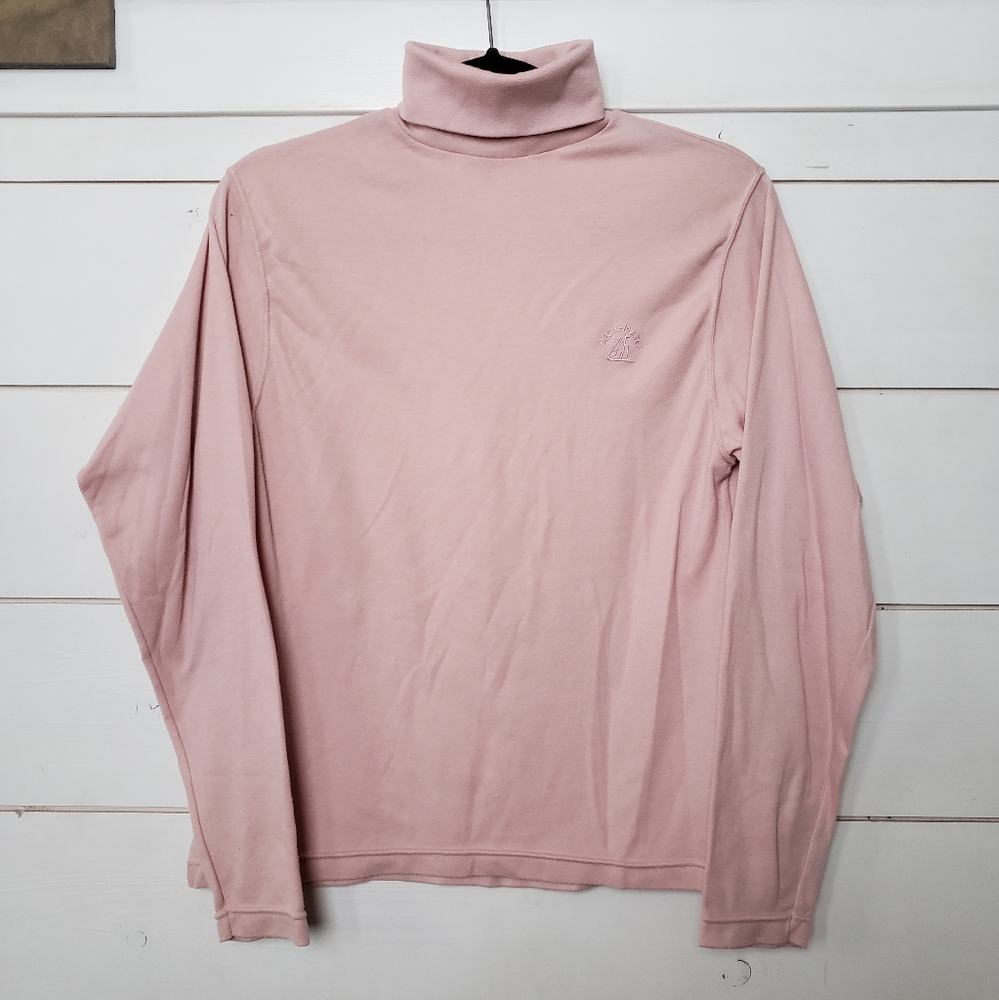 Vintage 90s light pink turtleneck embroidered, women's size S Lightweight